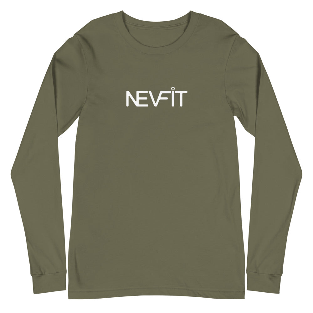 NEVFIT Men's Fitted Long Sleeve Tee (White Letter Edition)